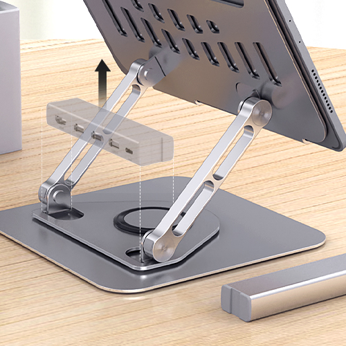 Dual-arm rotating laptop stand, view 2