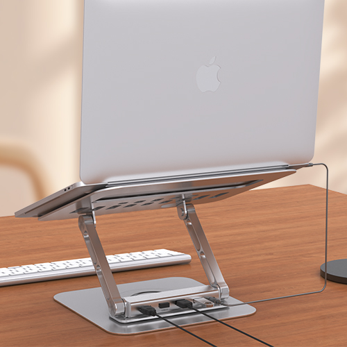 Dual-arm rotating laptop stand, view 3