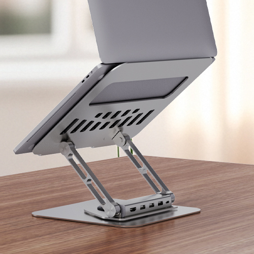 Dual-arm rotating laptop stand, view 4