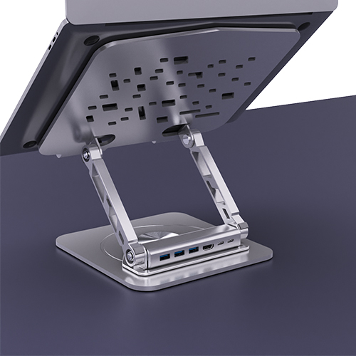 Dual-arm rotating laptop stand, view 2