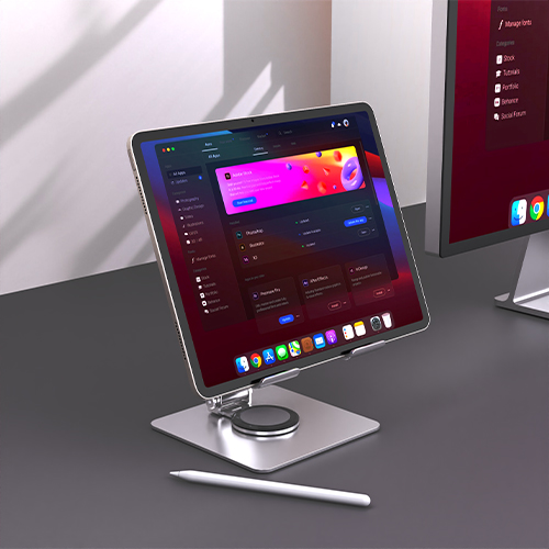 Rotating folding tablet stand, view 2