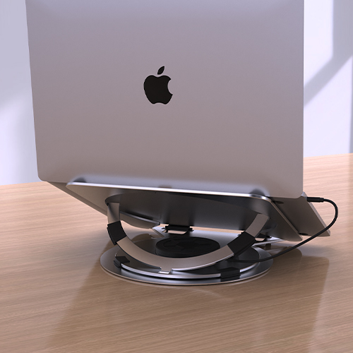 Desktop cooling rotating laptop stand, view 2