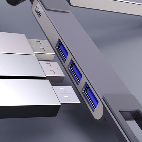Folding portable +HUB stand, view 4